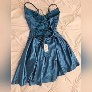 Windsor Teal Satin Dress size S